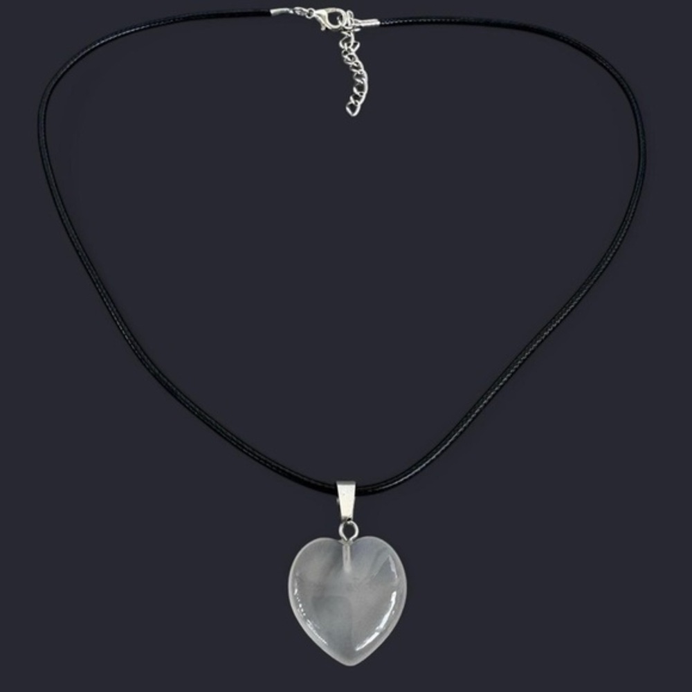 Clear Quartz Heart Pendant Necklace